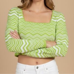 Stradivarius Lime Chevron Crop Top